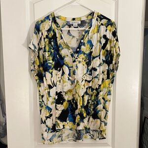 Vince Camuto Women's Vibrant Abstract Blouse - Blue, Yellow, Black